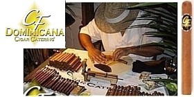 Cigar roller at Malibu wedding reception with 400 guests